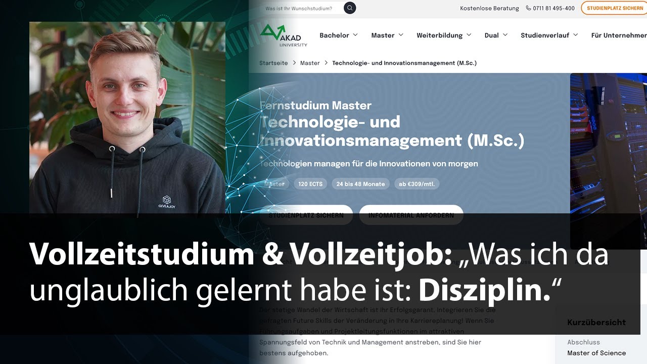 Vollzeit-Fernstudium mit Vollzeitjob: Robin über Herausforderungen im Studium an der AKAD University